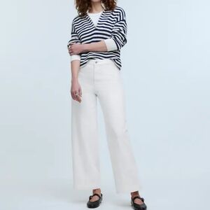 Madewell The Curvy Emmett Jeans Petite Wide Leg High Rise Crop White NWT 24